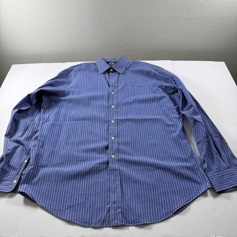 Polo Ralph Lauren Curham Classic Fit Shirt Mens XL Blue White Striped Cotton
